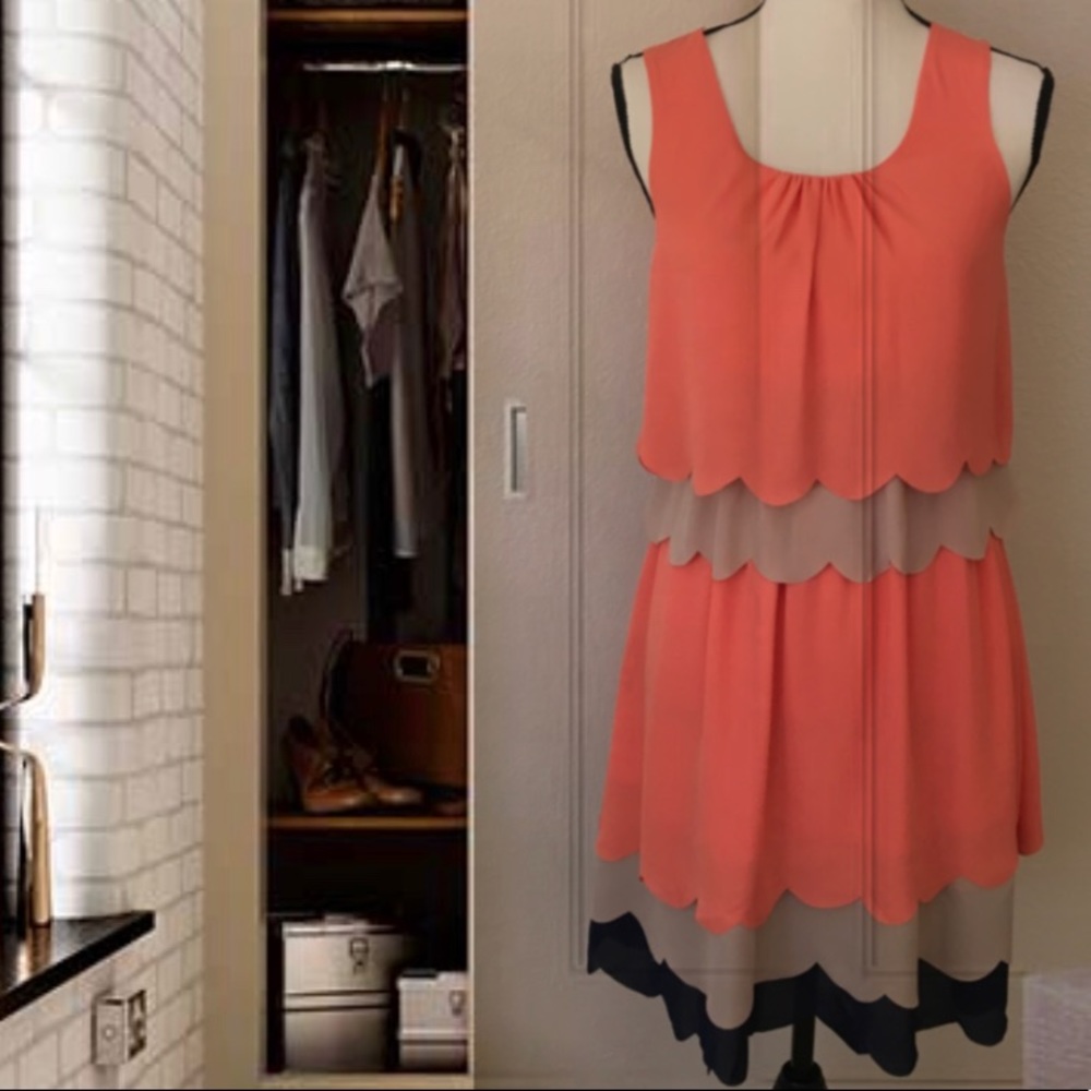 Ryu New Orange/ Tan Sleeveless Night Out Dress